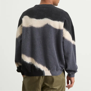 Sweat-shirt à col rond tie-dye pour homme, pull en molleton color block abstrait, épaules tombantes, coupe oversize, décontracté, automne-hiver - Product Image 4