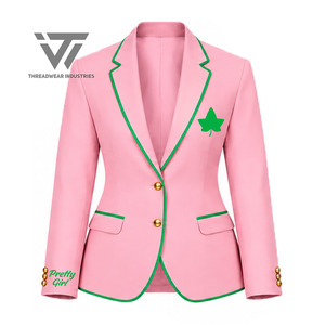 Vente en gros Alpha grec |   Kapa |   Blazer formel brodé à simple boutonnage pour femme Alpha Sorority, veste de costume professionnelle - Product Image 1