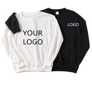 เสื้อสเวตเชิ้ตคอกลมผู้ชาย สีพื้น ผ้าถัก ทรงปกติ สวมใส่สบายๆ สำหรับฤดูใบไม้ร่วง สีขาว สีดำ พิมพ์โลโก้ตามสั่ง - Product Image 1