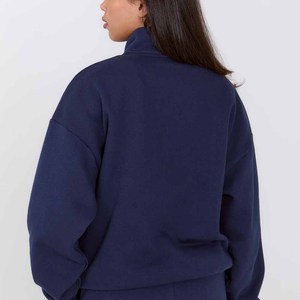 TWIN CITY Ensemble de survêtement en molleton bleu marine 2 pièces pour femme, coupe ample, manches longues, décontracté, toutes saisons, tenue de jogging - Product Image 3