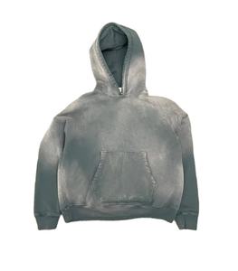 100% coton Designer poids lourd Vintage hommes en détresse soleil fané sweats à capuche personnalisés sweats à capuche vierges 500 Gsm lavage à l'acide à capuche 2026 - Product Image 2