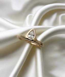 Pear Cut Lab Grown Diamond Stackable <b>Ring</b> Bezel Set 2.25mm Wide Dainty Minimalist Everyday Fine Jewelry 14K Solid Gold Wholesale - Product Image 3