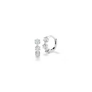 Pendientes de aro tipo huggie de oro macizo de 14K y 18K con 3 diamantes, venta al por mayor, mini pendientes redondos de 10 mm con diamantes cultivados en laboratorio para uso diario, para mujer - Product Image 5