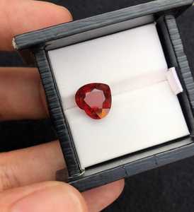 Pierre précieuse naturelle en forme de cœur, grenat spessartite orange, facettée, pour bague ou pendentif - Product Image 3