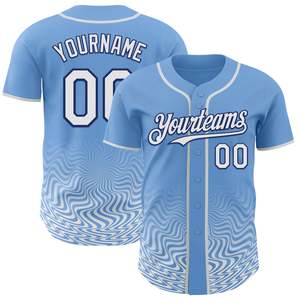 Maillot de baseball bleu clair personnalisé avec votre nom et votre numéro, impression sublimée, unisexe, pour adulte, manches courtes, coupe régulière, vêtements d'équipe - Product Image 1