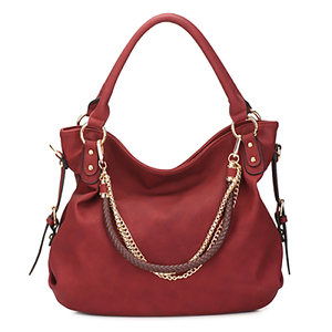Sac Hobo Vintage Royaa pour Femme en Cuir Véritable avec Logo Gaufré, Chaînes, Sangles Tressées, Fermeture Éclair, Résistant à l'Eau, 7kg - Product Image 1