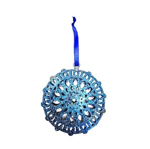 Christmas Hanging Metal Star Ornament <b>Blue</b> <b>Glitter</b> Decoration for Tree Home Party Holiday Decor Gift Piece Hanging Pendant - Product Image 4