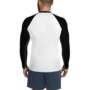 <b>Men's</b> Full Sleeve Rash Guard White Black Color Blocked Quick Dry Nylon Polyester UPF50+ Anti-Bacterial Swim <b>Shirt</b> for Adults - Product Image 2