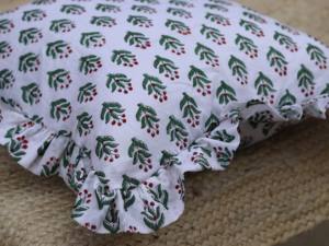 Funda de cojín boho con estampado de bloques y volantes, cojines decorativos de algodón hechos a mano, funda de cojín bohemia vintage para decoración del hogar. - Product Image 2