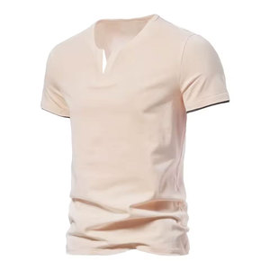 Unisex O-Neck <b>Short</b> <b>Sleeve</b> Knitted <b>Henley</b> Shirt Casual Slim Fit 100% Cotton Solid Color Breathable Quick Dry Anti-Pilling - Product Image 1