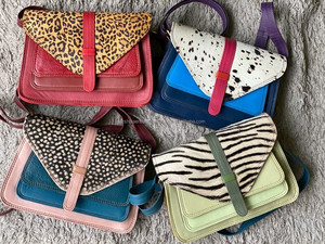 Bolso de mano de cuero genuino reciclado colorido para mujer, bolso de hombro clásico hecho a mano reciclado, colección elegante - Product Image 4