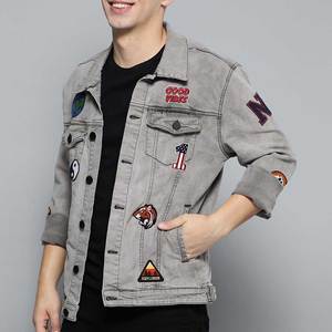 Chaqueta de Mezclilla Gris para Hombre WATZY SPORTS, Cuello Camisero, Cierre de Botón, Forro de Algodón Transpirable, para Invierno - Product Image 1