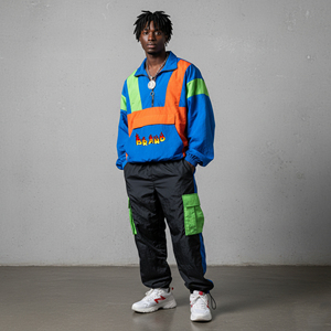 Ensemble 2 pièces homme : veste et jogging personnalisés, coupe-vent et imperméable, style streetwear, color block, 100% nylon, pour usage quotidien décontracté. - Product Image 3