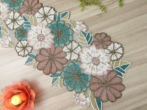 Embroidered Floral Table <b>Runner</b> Cotton Classic Home Decor <b>Washable</b> Hand Wash - Product Image 5