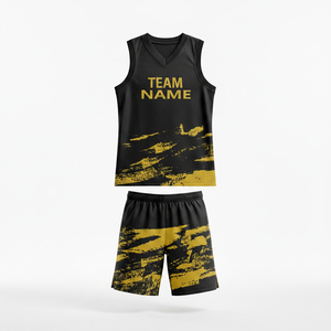 Nouvelle conception d'uniforme de basket-ball pour adultes, manches courtes, imprimé, séchage rapide, 100% polyester, vente chaude - Product Image 1