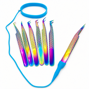 Juego de Pinzas para Cejas de Acero Inoxidable Vibrante, Puntas de Precisión, Agarre Texturizado, Soporte Protector, Diseño Moderno, Ecológico y Duradero - Product Image 1