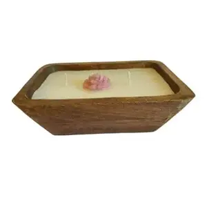 เทียนหอมทรงยาวสีขาวมินิมอล ตกแต่งด้วยไม้ธรรมชาติ สำหรับตกแต่งโต๊ะสไตล์โมเดิร์นรัสติก - Product Image 4