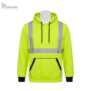 Sweat-shirt de sécurité haute visibilité personnalisé, imperméable, ANSI Classe 3, jaune fluo, doublure polaire, bande réfléchissante, poche kangourou - Product Image 1