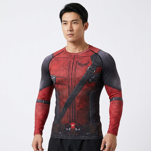 Red Black Full Sleeve <b>Compression</b> Rash Guard <b>Men's</b> Sublimation Printed MMA BJJ Fight <b>Shirt</b> Quick Dry Sports Top - Product Image 5