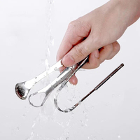 WORLD PRECISION SURGICAL Ensemble de gratte-langue réutilisables en acier inoxydable, 3 pièces, en forme de U et de cuillère, instruments dentaires, pour une haleine fraîche