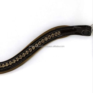 Top vente forme de vague ronde cristaux scintillants diamante bling incrusté vide canal rembourré cuir cheval front bande en plein cob - Product Image 5
