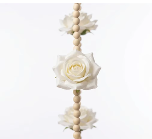 Traditional Orange Paper Wall Hanging With White Cow Tassels And Beads For Diwali Indoor Entryway Decor - Product Image 3