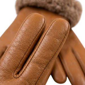 Leather <b>Gloves</b> <b>With</b> Faux <b>Fur</b> Lining Thermal Winter Outdoor Wrist Length Plain Style Keeping Warm Handmade Leather <b>Gloves</b> - Product Image 3