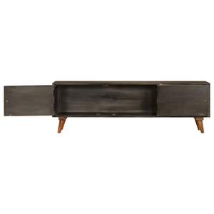 Meuble TV moyen en bois de manguier massif, design durable marron et noir - Product Image 4