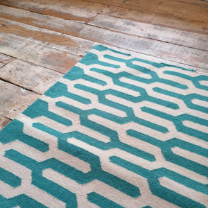 Tapis de luxe en laine tissé à la main, motif géométrique abstrait en blocs de pixels, tapis moderne de designer sur mesure - Product Image 5