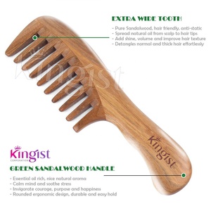 Natural Green Sandalwood <b>Comb</b> for Women Hair Wide Tooth Handle Hot Sale Wooden Wholesale Custom logo & Packaging - Product Image 4