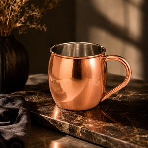 Premium Hammered Copper Moscow Mule Mugs Set - 16oz Pure Solid Copper Cocktail <b>Cups</b> with Handle and Straw for Barware - Product Image 3