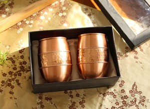 Copper Drinkware <b>Gift</b> Set Hammered Metallic Cups <b>Boxed</b> Presentation for Tea Coffee Rituals - Indian Home Crafts - Product Image 4
