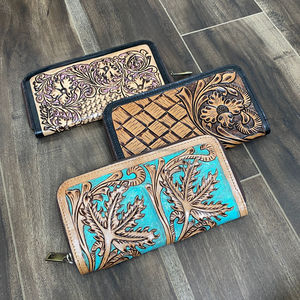 Nueva billetera personalizada hecha a mano de cuero genuino con cremallera, tarjetero de viaje a la moda, billetera para teléfono móvil para damas - Product Image 4