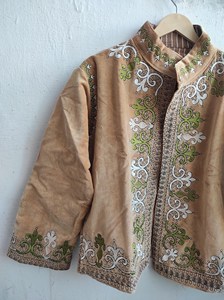 Vintage Style Suzani Beige Bohemian Cotton <b>Jacket</b> Hand Embroidered Floral Elegant <b>Short</b> <b>Jacket</b> - Product Image 3