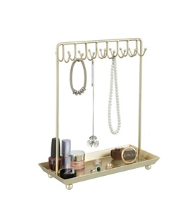 Présentoir à bijoux de luxe en métal avec plateau organisateur multi-crochets pour colliers – Solution de rangement élégante et peu encombrante pour coiffeuse - Product Image 3