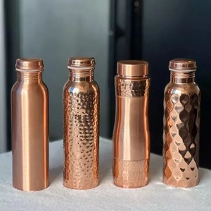 Pure Copper Eco-Friendly Water <b>Bottle</b> Diamond Pattern Leak Proof Large Capacity Portable Drinking <b>Flask</b> for Travel Office Home - Product Image 1