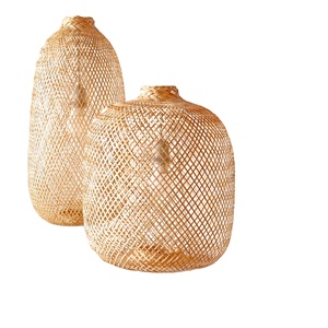 High Quality Customized Size LED Light Source Lamp <b>Shades</b> Rustic Chinese Modern Natural Bamboo Pattern Handmade Home Use Made - Product Image 3