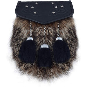 Sporran Escocés Multicolor de Cuero de Vaca con Cadena, Cinturón y Banda, Uniforme Hecho a Mano, Bolsa de Cuero para Sporran - Product Image 1