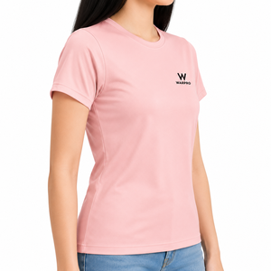 เสื้อยืดคอกลมสีชมพูสำหรับผู้หญิง Warpro ผ้าฝ้ายทรงเข้ารูป สวมใส่สบาย แขนสั้น สีพื้น ผ้าเจอร์ซีย์ระบายอากาศได้ดี เหมาะสำหรับฤดูใบไม้ผลิและฤดูร้อน - Product Image 3