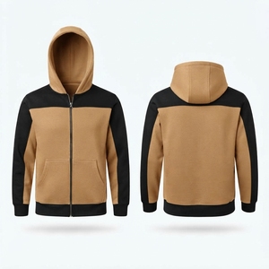 Sudadera con capucha y cremallera completa de diseño personalizado, 350GSM, forro polar térmico, con bloques de color, para hombre - Product Image 4