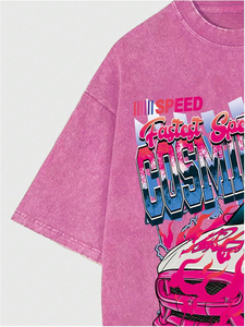 เสื้อยืดโอเวอร์ไซส์พิมพ์ลายกราฟิกแบบกำหนดเอง Glory ผ้าคุณภาพพรีเมียม ล้างสีแบบ Acid Wash ทรงไหล่ตก สำหรับสตรีทแวร์ - Product Image 3
