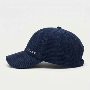 Casquette Dad personnalisée à 6 panneaux en velours côtelé non structuré, broderie plate, visière pré-courbée, fabricant OEM ODM, marque privée, faible MOQ - Product Image 3