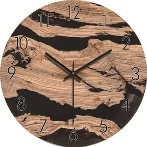 Olive Wooden and Epoxy Resin Quartz <b>Wall</b> <b>Clock</b> Coastal Design Personalized <b>Clock</b> with Golden <b>3D</b> Numerals and Silent Operation - Product Image 5