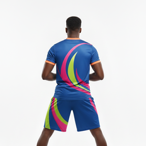 Uniforme de Fútbol Azul, Jersey de Baloncesto Transpirable con Conjunto de Pantalones Cortos, Camiseta de Manga Corta de Calidad con Pantalones Cortos al Por Mayor - Product Image 5
