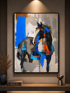 Cuadro de Caballo Pintado a Mano sobre Lienzo, Arte Contemporáneo de Naturaleza, Decoración Moderna para Pared, Pintura Acrílica de Interior, Estilo Animal - Product Image 3