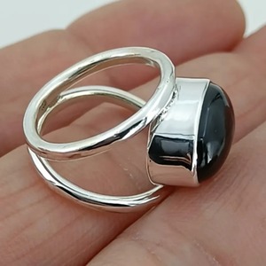 Black Onyx <b>Ring</b> 925 Sterling <b>Silver</b> Handmade Boho <b>Statement</b> Promise <b>Ring</b> for Women, Oval Black Onyx <b>Ring</b>, July Birthstone Gift - Product Image 3
