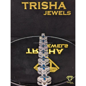 Pulsera Flower Link de Plata de Ley 925 con Diamantes Moissanite VVS de Corte Brillante, Estilo Hip Hop, Unisex, para Boda, de Trisha Jewels - Product Image 3