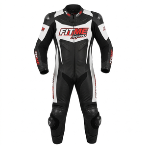 Unisex Full Sleeve Genuine Leather 220g Motorcycle Suit Color Blocked <b>Waterproof</b> Racing Wear Winter Adult Size Custom Logo FITME - Product Image 1