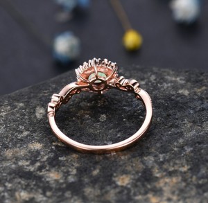 Bague de fiançailles et d'anniversaire de luxe pour femme, en opale de feu éthiopienne naturelle, argent sterling 925, or rose, faite à la main - Product Image 6