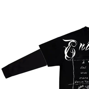 เสื้อยืดโอเวอร์ไซส์ผ้าคอตตอนเนื้อหนา พิมพ์ลาย DTG คุณภาพสูง ล้างสีแบบ Dirty Wash ประดับมุกและอัญมณี แขนยาวสองชั้น แบบครอป - Product Image 4